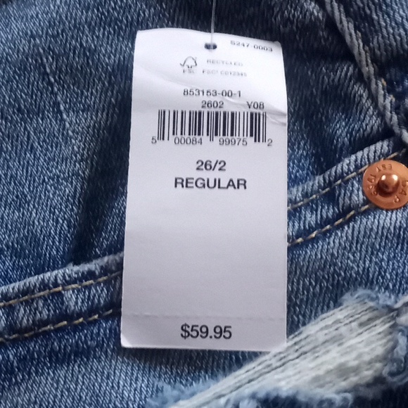 Gap Bermuda Short Hi Rise Denim Distressed Five Pocket Jean Raw Hem - Picture 4 of 9